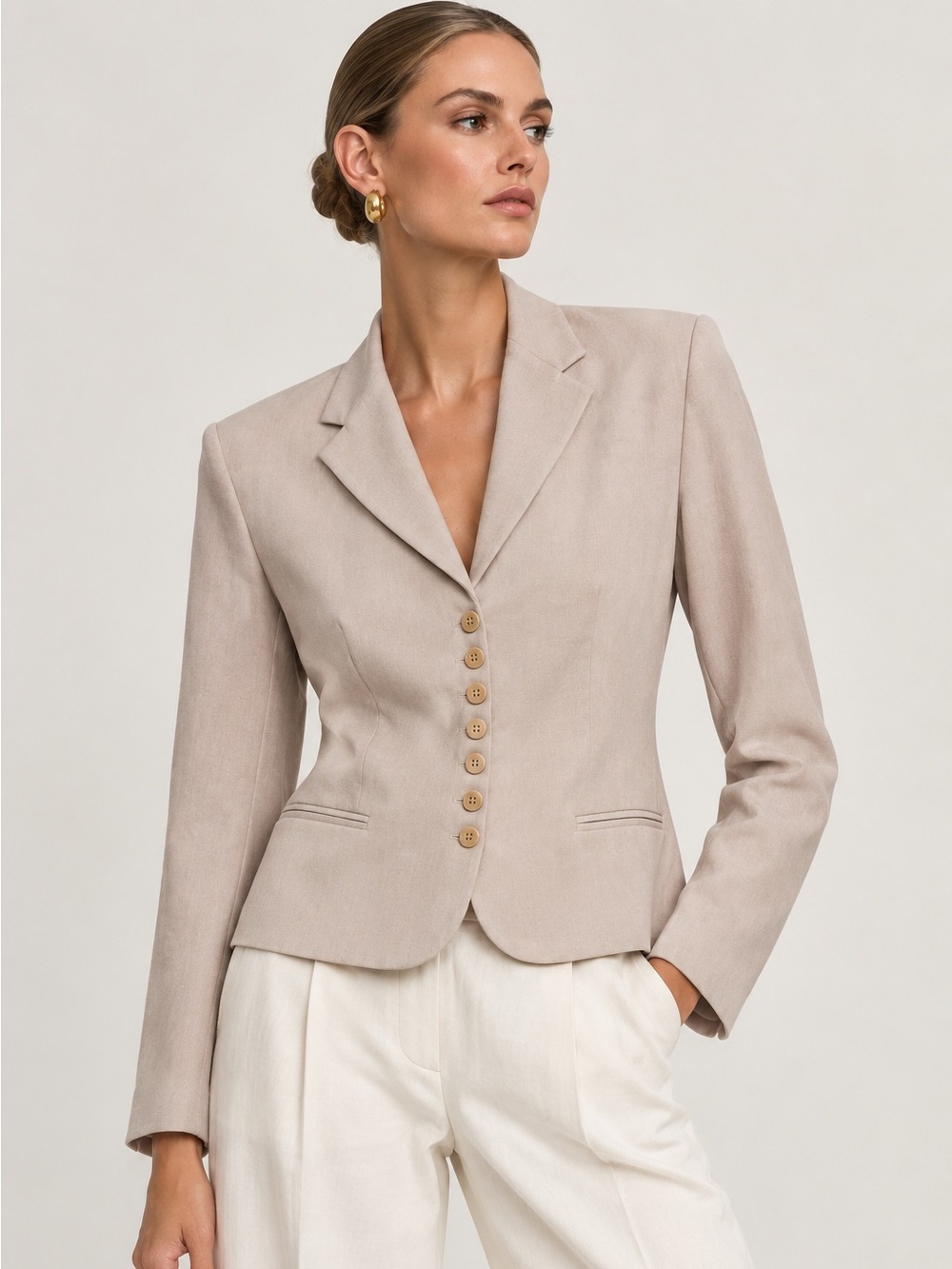 Ralph Lauren M Black Label Vintage Beige Blazer Y2K Wool Classic Designer Office